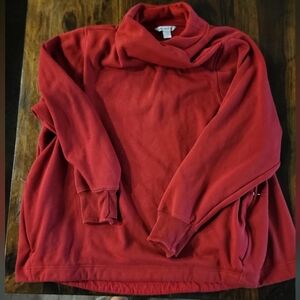 ATHLETA LONG-SLEEVED RED COWL NECK ZIP POCKETS THUMBHOLES SZ 3X